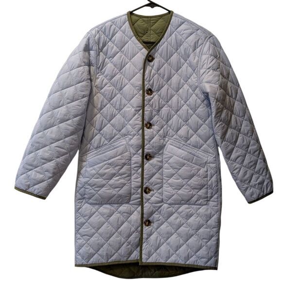 J.Crew Women's XS Reversible Greenwich Quilted Puffer Lightweight Jacket w/ Belt - Picture 6 of 12